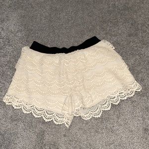 Cream crochet shorts